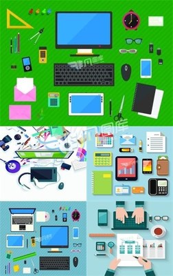卡通办公设备矢量素材合集 轻松提升创意效率，尽在非凡图库